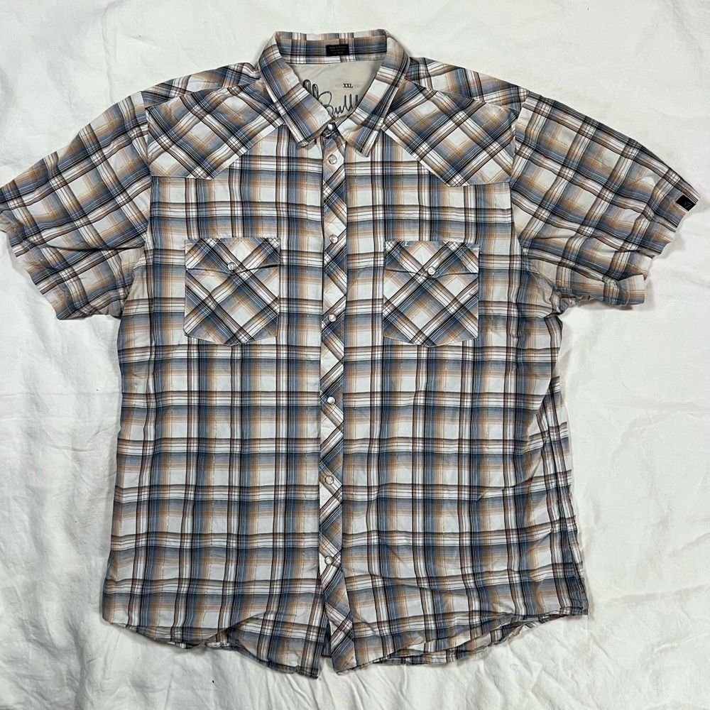 Vintage Bullhead Pearl Snap Western Shirt XXL Plaid Y2K Cowboy